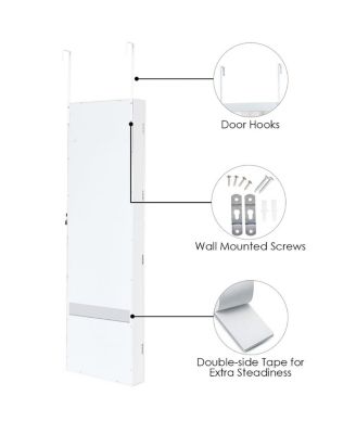 Wall Door Mounted Mirror Jewelry Cabinet Organizer