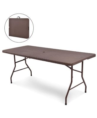 6' Folding Table Rattan Portable Indoor Outdoor Picnic Party Dining Camping