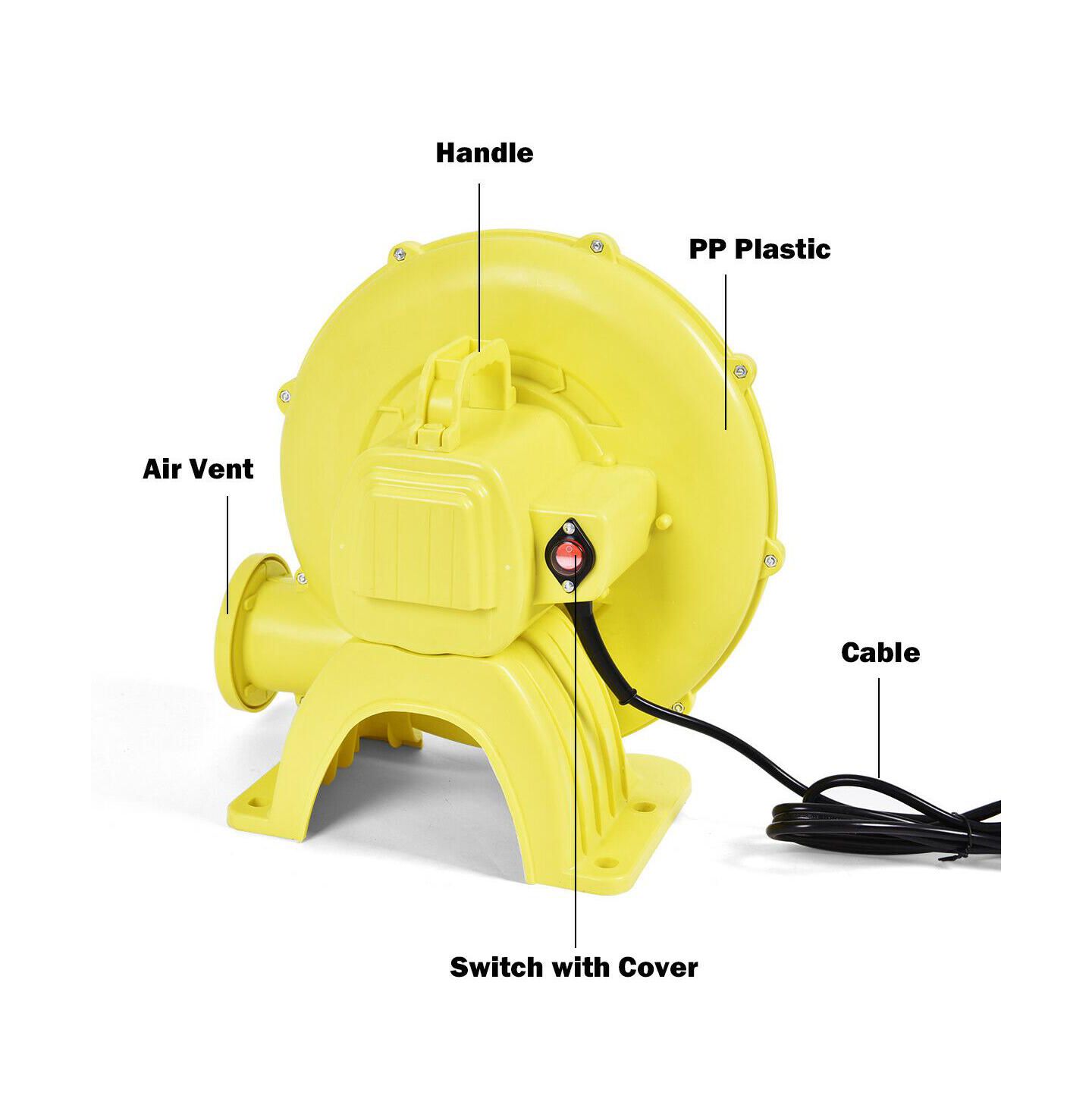 Детские игрушки Costway 480 Watt Air Blower Pump Fan For Inflatable Bounce Houses, Ages 3 & Up, цвет: Жёлтый — фото 8