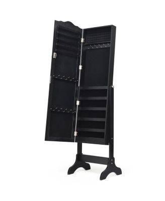 Mirrored Jewelry Cabinet Mirror Organizer Storage Box Stand