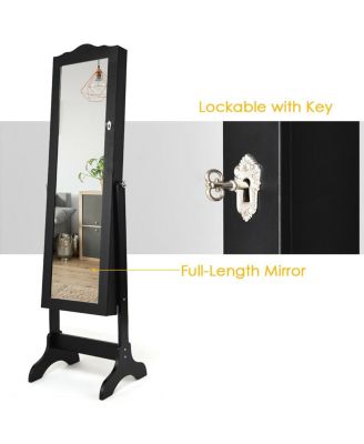 Mirrored Jewelry Cabinet Mirror Organizer Storage Box Stand