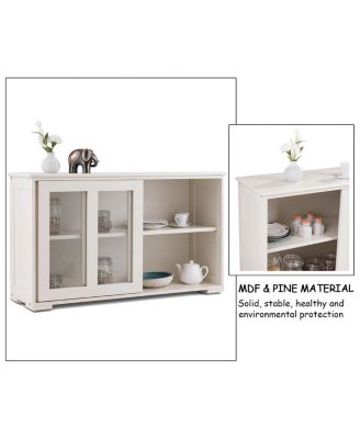 Storage Cabinet Sideboard Buffet Cupboard Glass Sliding Door