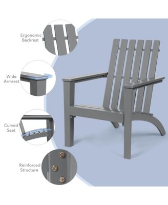 2PCS Patio Adirondack Chair Side Table Set Solid Wood Garden Deck