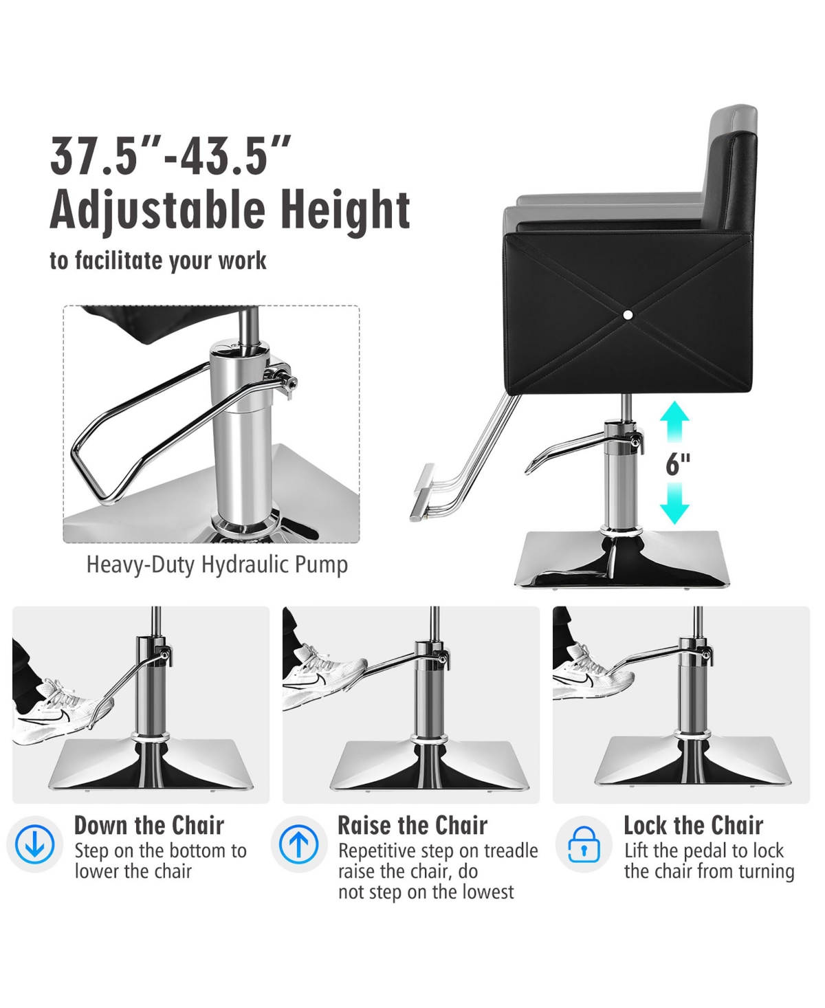Costway Salon Chair for Hair Stylist Adjustable Swivel Chair