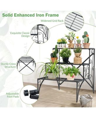 3 Tier Stair Style Metal Plant Stand Garden Shelf Flower Pot