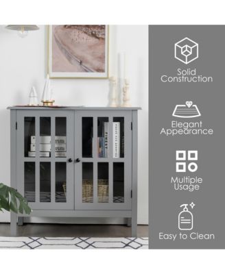 Storage Buffet Cabinet Glass Door Sideboard Console Table Server