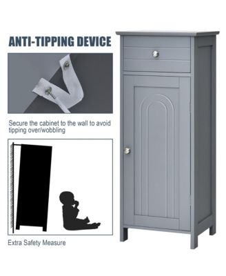 Bathroom Floor Cabinet Wooden Storage Organizer Free-Standing w/ Drawer & Shelf