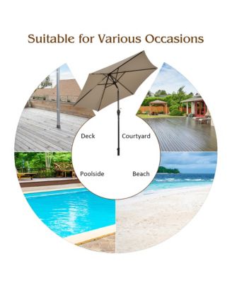 10Ft Outdoor Market Patio Table Umbrella Push Button Tilt Crank Lift