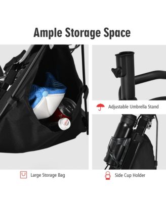 Folding 3 Wheels Golf Push Cart W/Seat Scoreboard Adjustable Handle