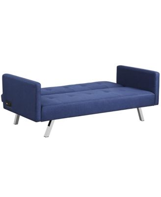 Convertible Futon Sofa Bed Folding Recliner USB Ports&Power Strip
