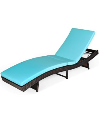 Patio Rattan Folding Lounge Chair Chaise Adjustable