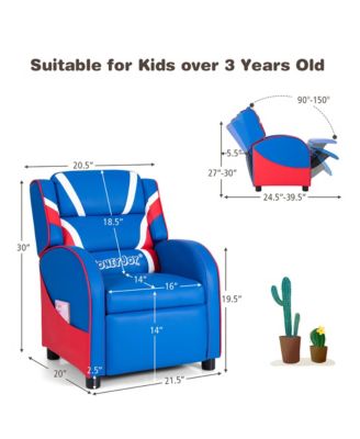 Kids Recliner Chair Gaming Sofa PU Leather Armchair w/Side Pockets