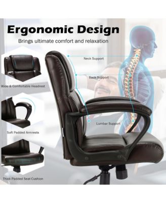 Executive Leather Office Chair Adjustable Computer Desk Chair
