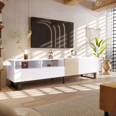 Streamdale 80" TV Stand with Double Storage & Drop Down Door