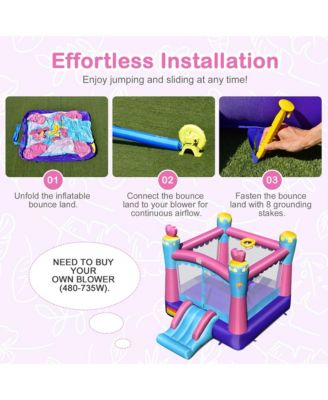 Inflatable Bounce House 3-in-1 Princess Theme Inflatable Castle without Blower