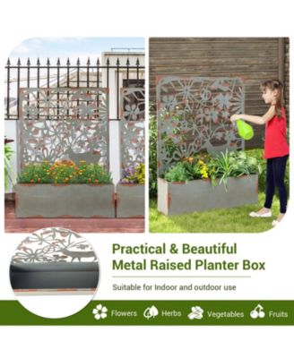 Set of 2 Decorative Raised Garden Bed with Trellises