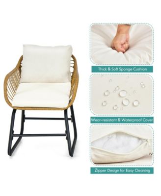 3-Piece Patio Bistro Set with 2 Rattan Chairs and Square Glass Coffee Table