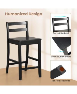 24-Inch Wooden Bar Stools Set of 4 with Ergonomic Backrest Counter Height Stools