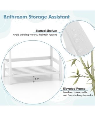 Multifunctional 4 Shelf Bamboo Bookcase Ladder Plant Flower Stand Rack Storage