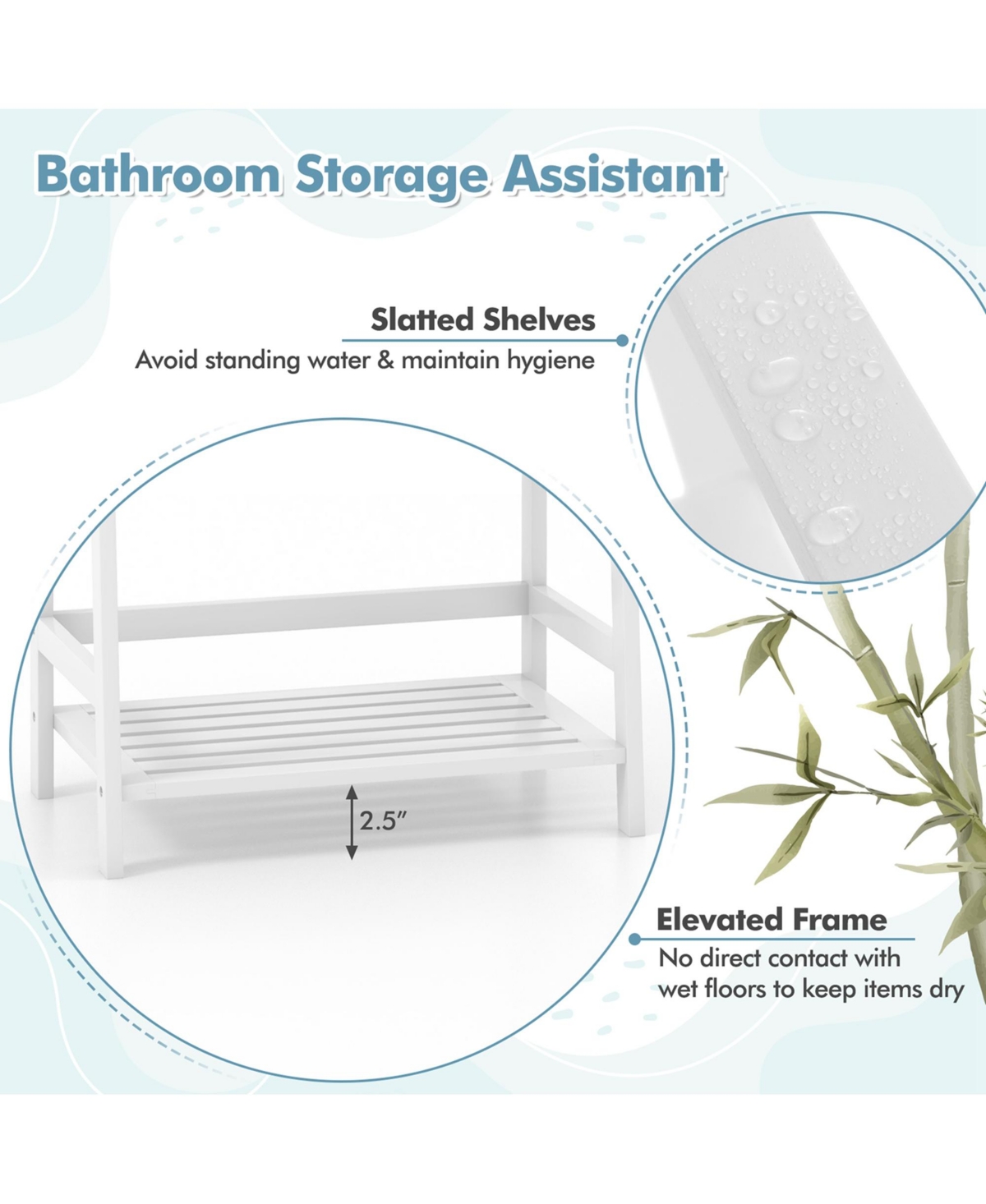 Costway Multifunctional 4 Shelf Bamboo Bookcase Ladder Plant Flower Stand Rack Storage