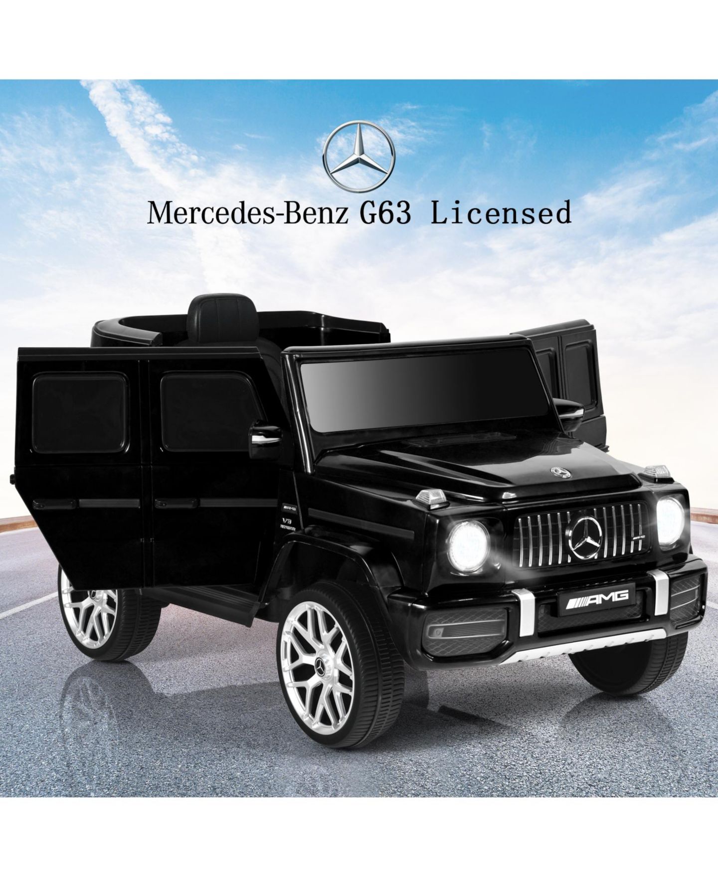 Детская игрушка Slickblue 12V Licensed Mercedes-Benz G63 Remote Control Ride-On Car, Fits 2 Kids, Ages 3+, цвет: Чёрный — фото 3