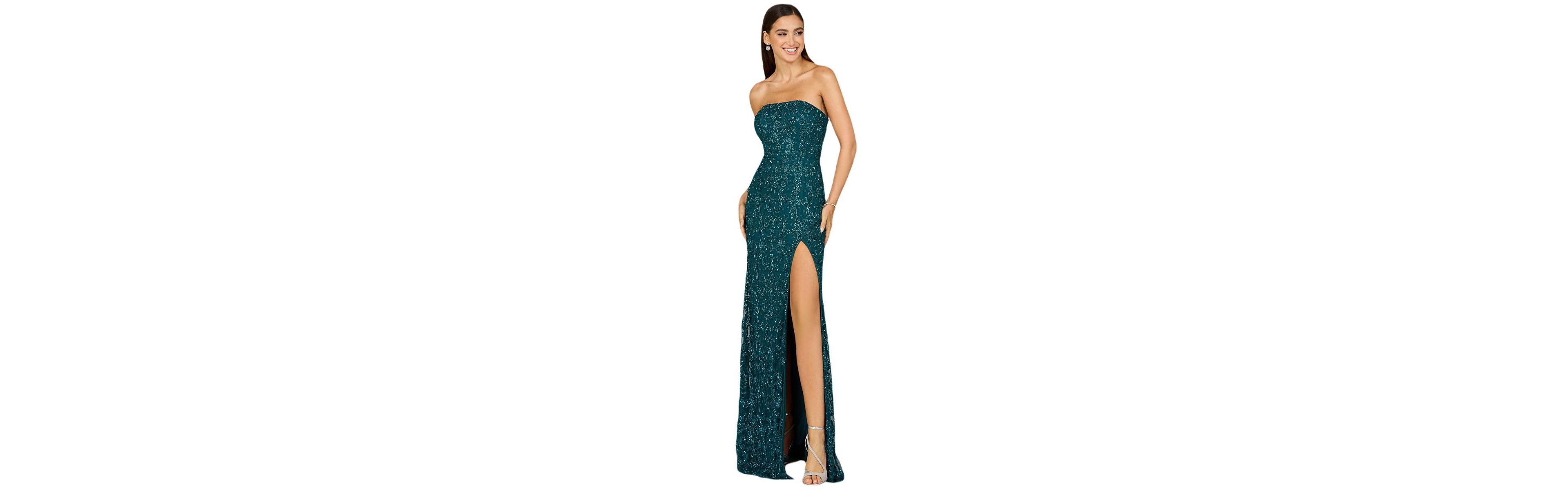 Lara Women's Beaded Strapless Dress with Slit