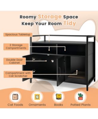 Hidden Cat Washroom with Double Doors and Scratch Cardboard