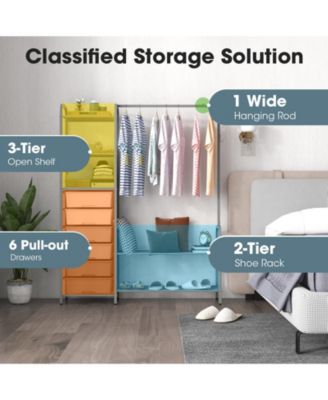 Free Standing Closet Organizer with Removable Drawers and Shelves