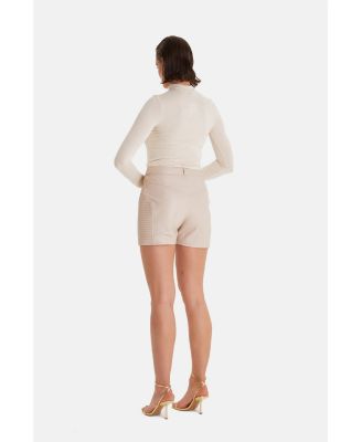 Women's Leather Shorts, Beige