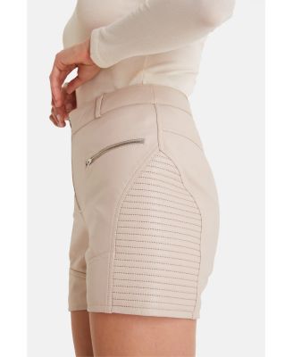 Women's Leather Shorts, Beige