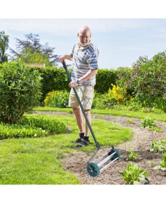 18 Inch Rolling Lawn Aerator with Anti-slip Handle and Tine Spikes