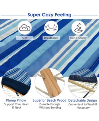 Hammock Chair Stand Set Cotton Swing with Pillow Cup Holder Indoor Outdoor