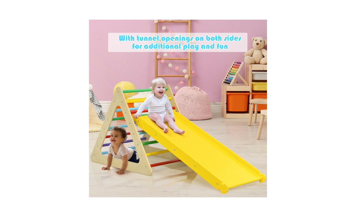 Toddler 5 in 1 Triangle Climber Play Gym Set with 2 Ramps