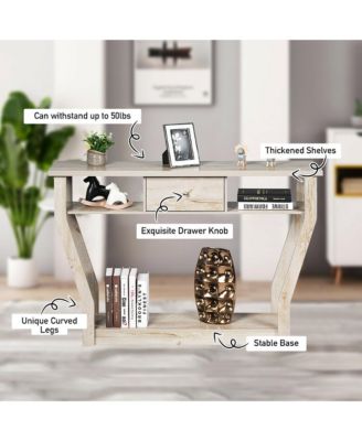 Modern Sofa Accent Table with Drawer Entryway Hallway Hall
