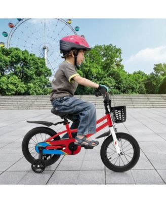 14'' Kid's Bike with Removable Training Wheels & Basket for 3-5 Years Old
