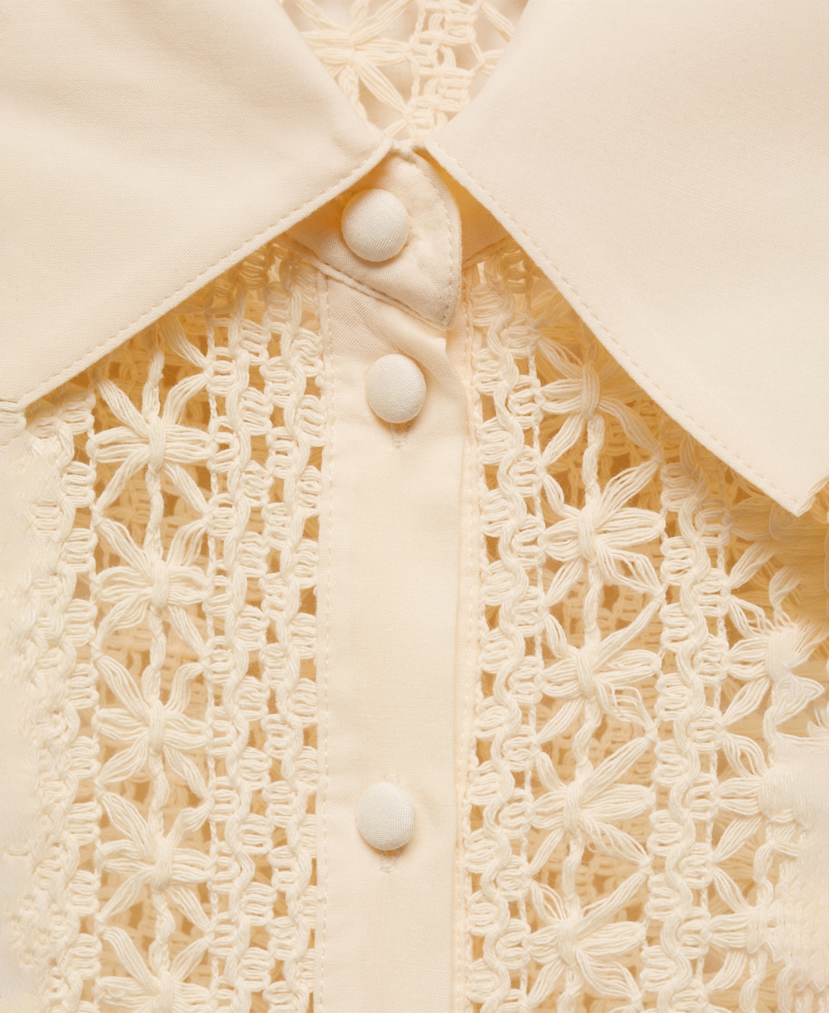 Mango Women's Regular Crochet Shirt In Ecru