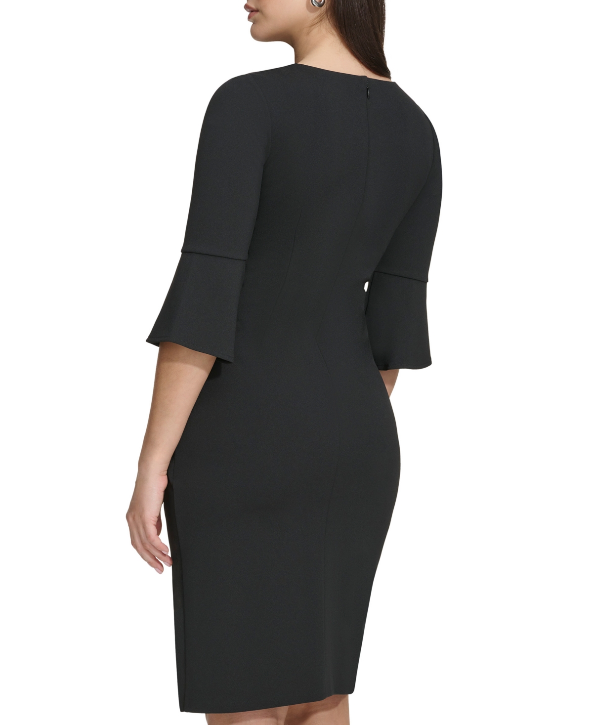 Women's Twist-Front Sheath Dress with Bell Sleeves