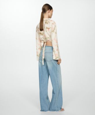 Women's Floral Linen-Blend Blouse