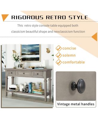 Retro Console Table with Drawers and Shelf