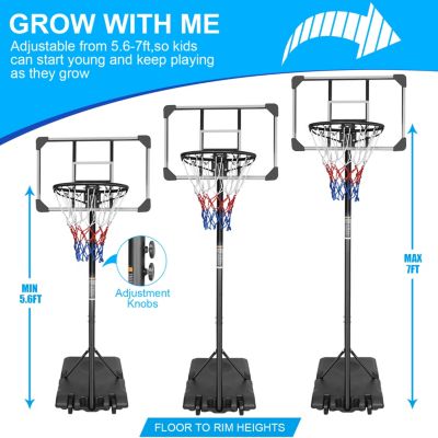 Adjustable Portable Basketball Hoop System with Stable Base