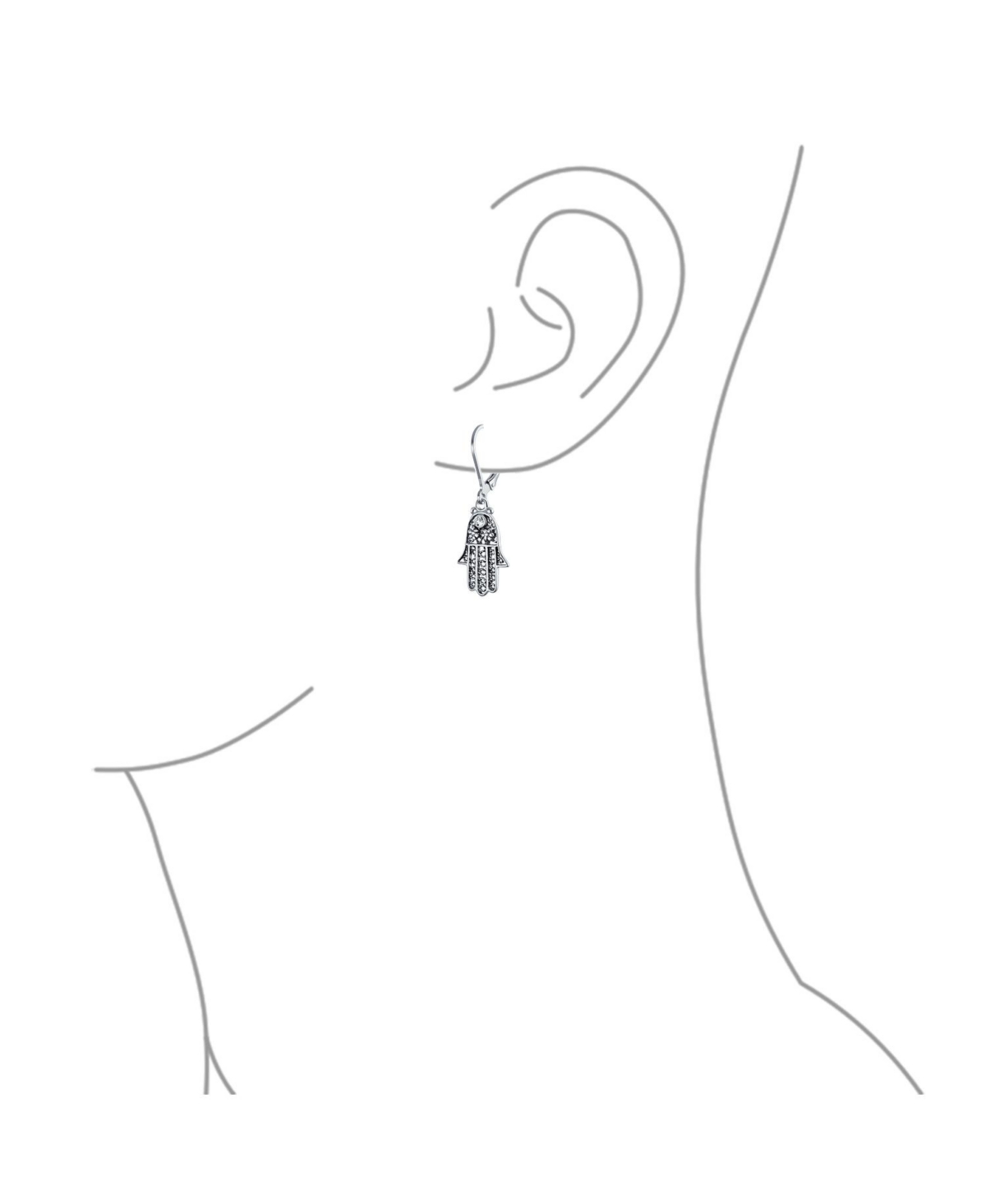 Bling Jewelry Amulet Talisman Hamsa Hand Of God Floral Filigree Dangle Earrings For Women Oxidized Sterling Silver Leverback