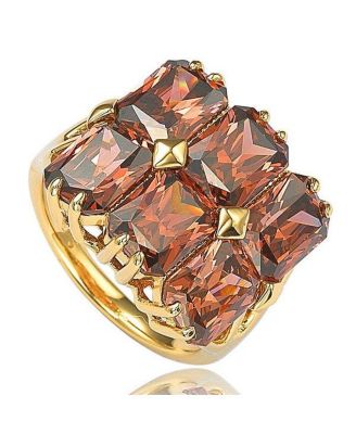 Suzy Levian Sterling Silver Cubic Zirconia Emerald-cut Cluster Ring