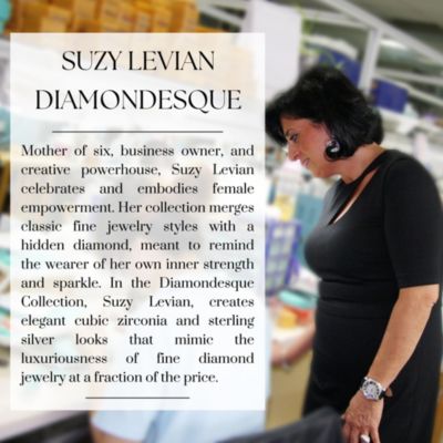 Suzy Levian Sterling Silver Cubic Zirconia Emerald-cut Cluster Ring