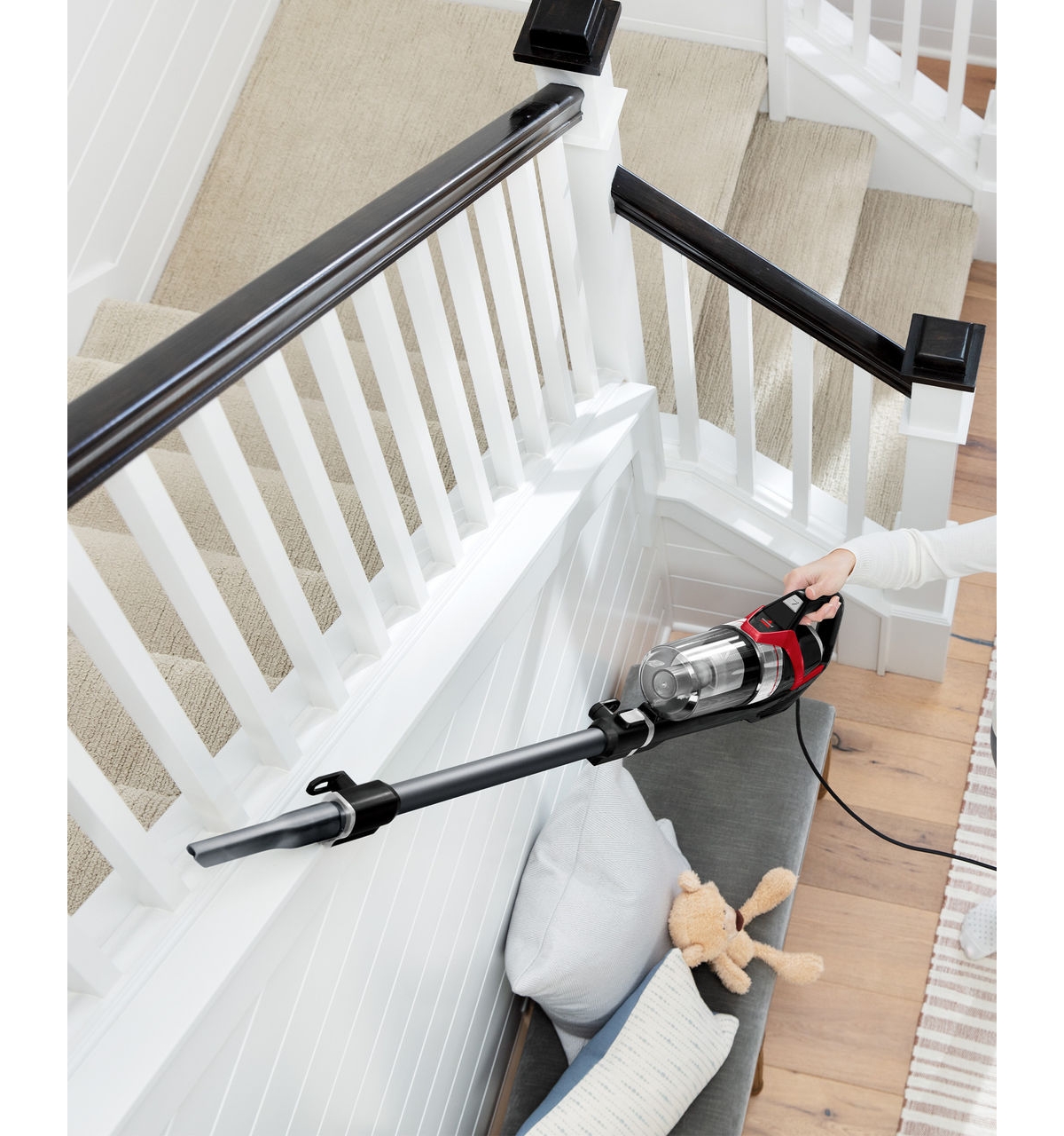 Bissell Clean View Pet Slim Corded Stick Vacuum In Black With Gray And Red Accents