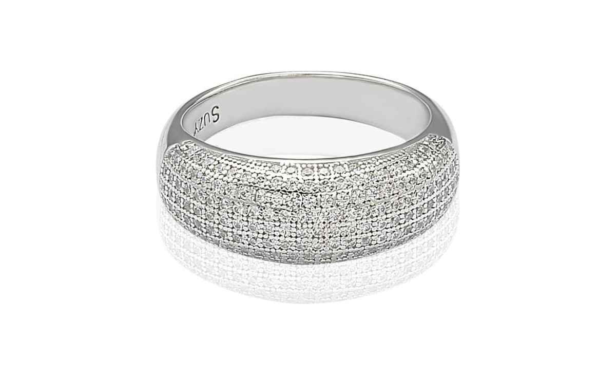 Suzy Levian New York Suzy Levian Sterling Silver Cubic Zirconia Anniversary Band Ring