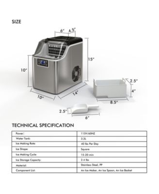 Countertop Electric Ice Maker with Ice Scoop and Basket