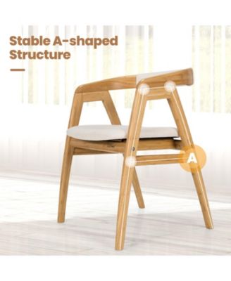Leisure Bamboo Dining Chair with Curved Back and Anti-slip Foot Pads