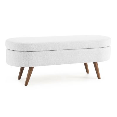 Ottoman Oval Storage Bench, Rubberwood Legs