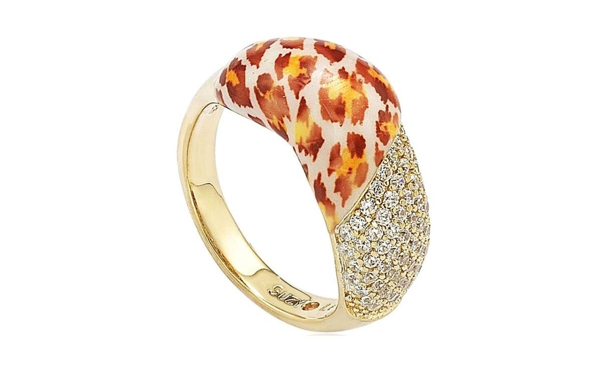Suzy Levian Sterling Silver Cubic Zirconia Pave Leopard "Wild Side" Ring - Gold