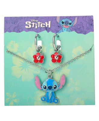 Lilo and Stitch Fashion Stitch Necklace & Flower Earrings Set